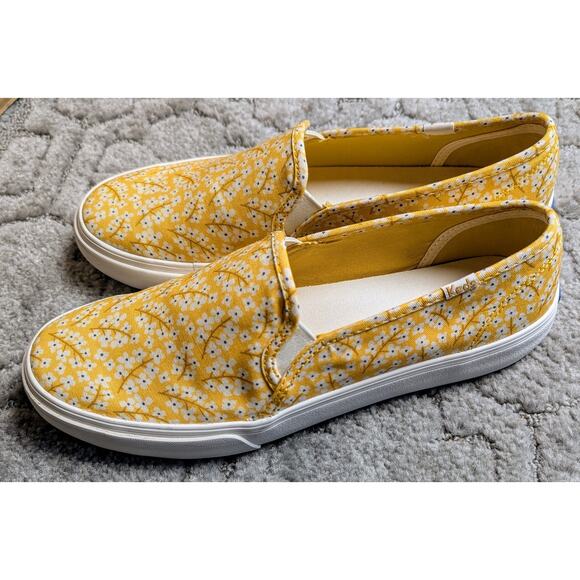 Keds Floral Double Decker Sneakers WOMENS SIZE 9.5 Yellow Slip On Shoes WF65058 - Picture 4 of 9